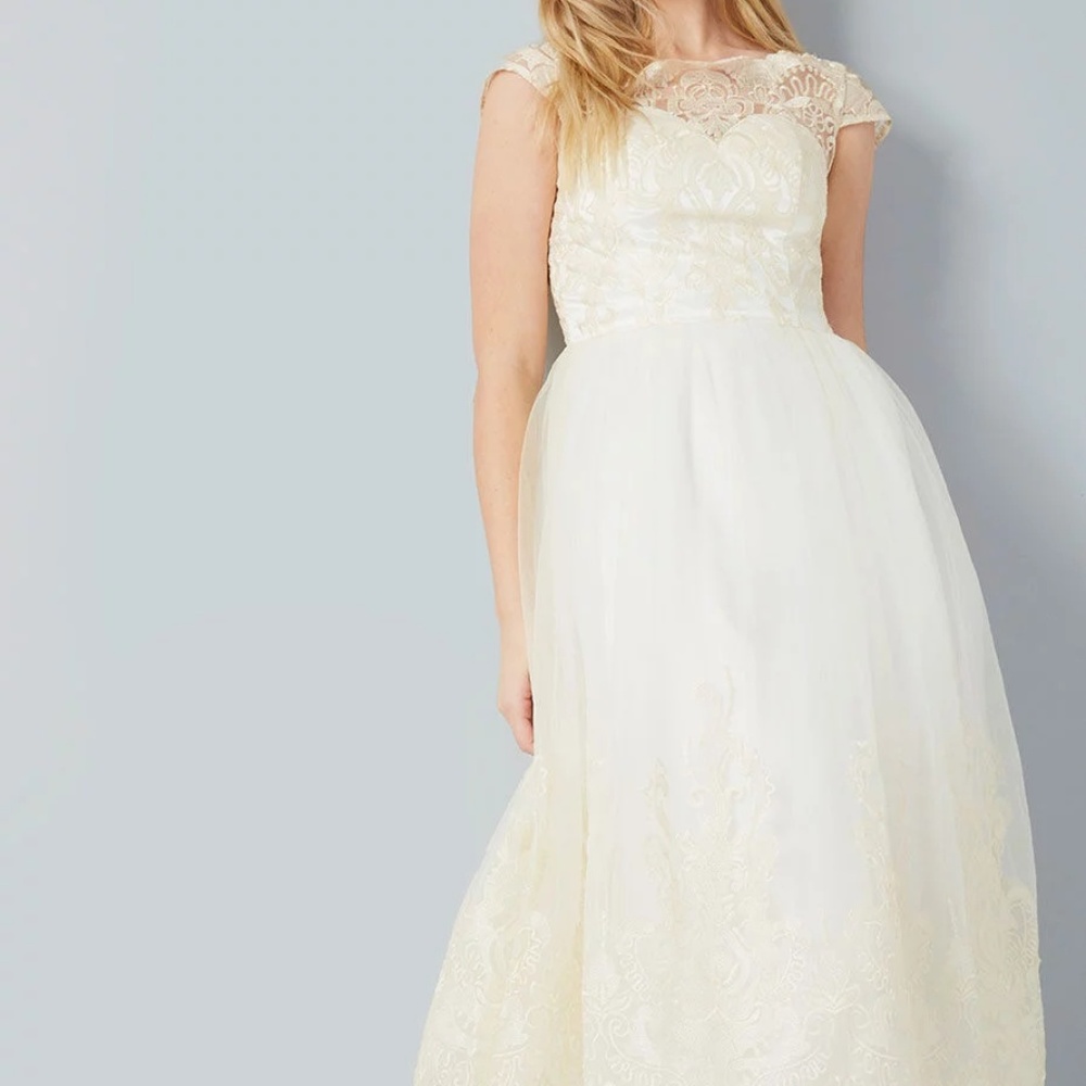 Modcloth Sparkling Celebration Midi Wedding Dress